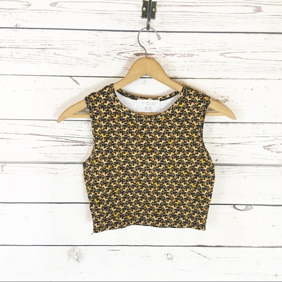 WAYF Monkey Crop Top Bananas Black Small - Picture 1 of 9